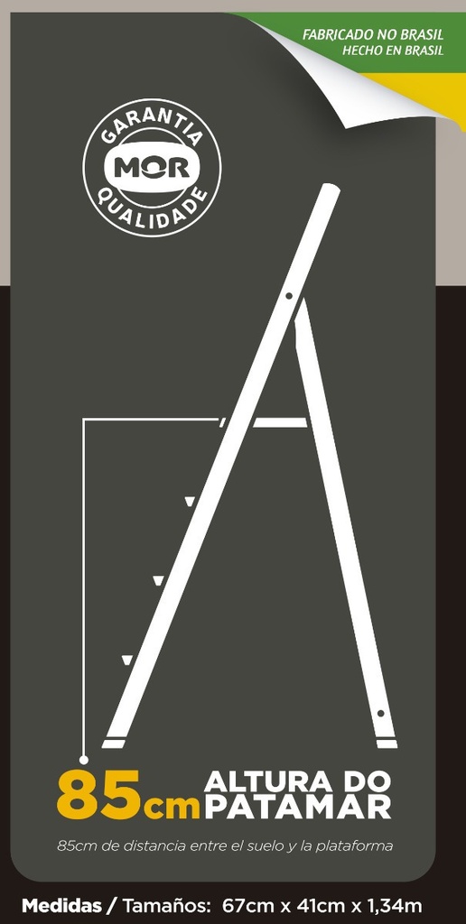 Escalera aluminio hogar con plataforma 4=0,86-1,41m