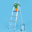 Escalera aluminio hogar con plataforma 4=0,86-1,41m