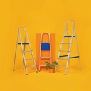 Escalera aluminio hogar con plataforma 4=0,86-1,41m