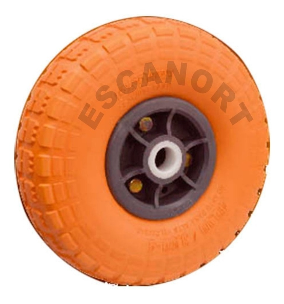 Rueda semi neumática poliuretano naranja, 19 mm, 260 mm Pack2