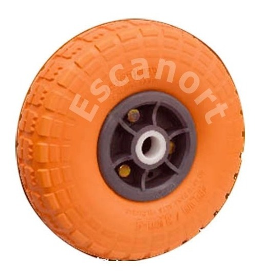 Rueda semi neumática poliuretano naranja, 19 mm, 260 mm Pack2