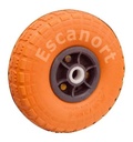 Rueda semi neumática poliuretano naranja, 19 mm, 260 mm Pack2