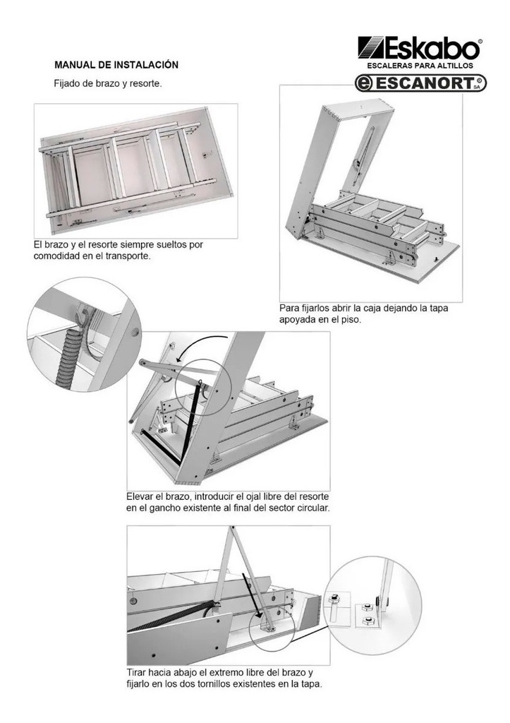 Escalera rebatible para altillos plegable en mader, con pasamanos