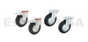 Ruedas chapa/goma 125 mm, dos giratorias y dos giratorias c/freno Pack4