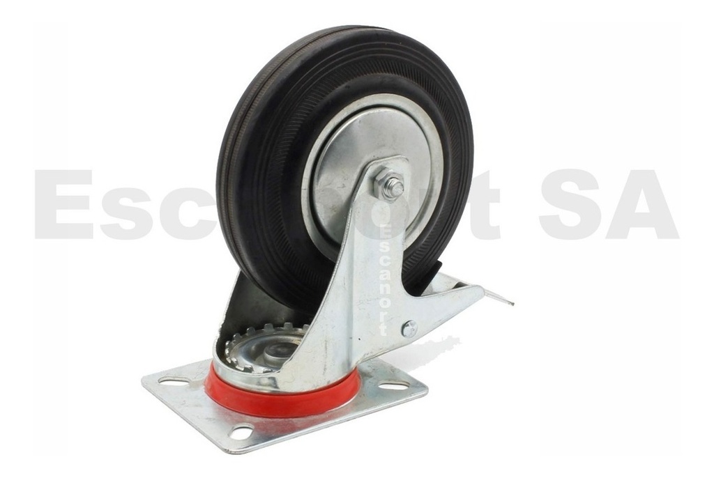 Ruedas chapa/goma 125 mm, dos giratorias y dos giratorias c/freno Pack4