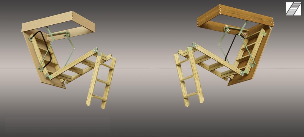 Escalera rebatible para altillos plegable enchap.cedro