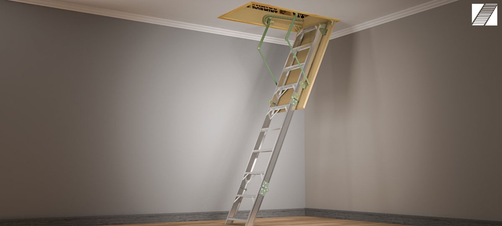 Escalera rebatible para altillos aluminio fibrofácil