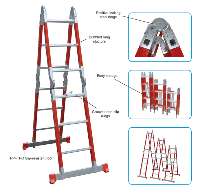 Escalera articulada fibra 4X4= 4,6m
