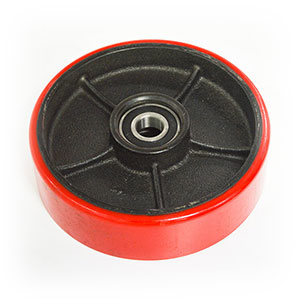 Rueda  de acero/poliuretano 180X50mm, rodamientos 6204 20mm, 480kg, para zorra hidr.