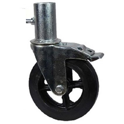 Rueda andamio hierro y goma 160mm, freno, 200kg