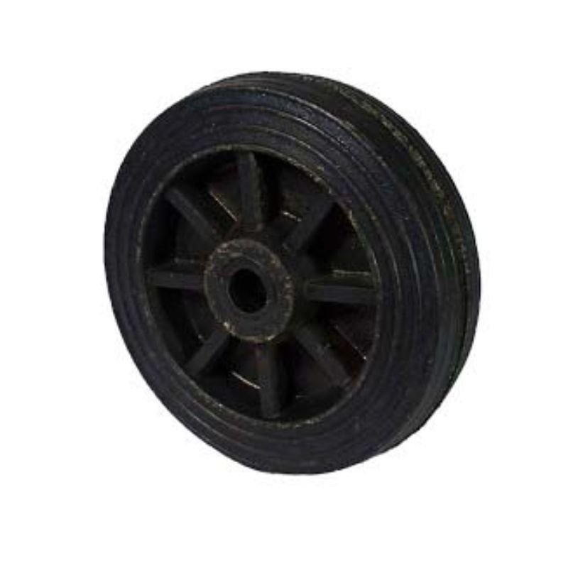 Rueda compacta goma negra 200x50mm, buje 3/4