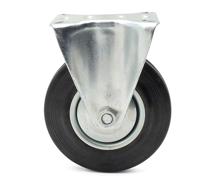 Rueda horquilla fija chapa/goma 100mm, 70kg