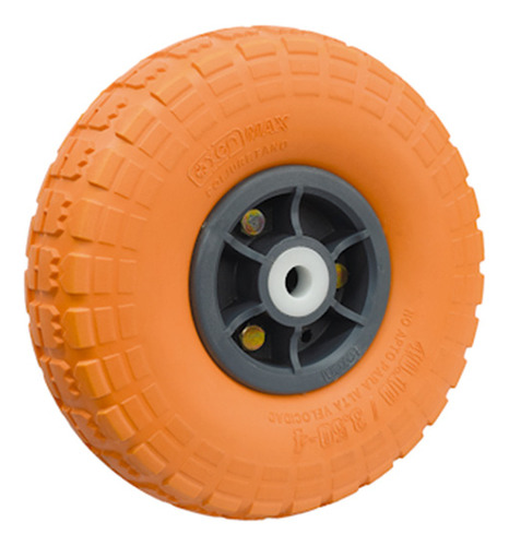 Rueda semi neumática poliuretano naranja, 19 mm, 260 mm Pack2