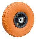 Rueda semi neumática poliuretano naranja, 19 mm, 260 mm Pack2