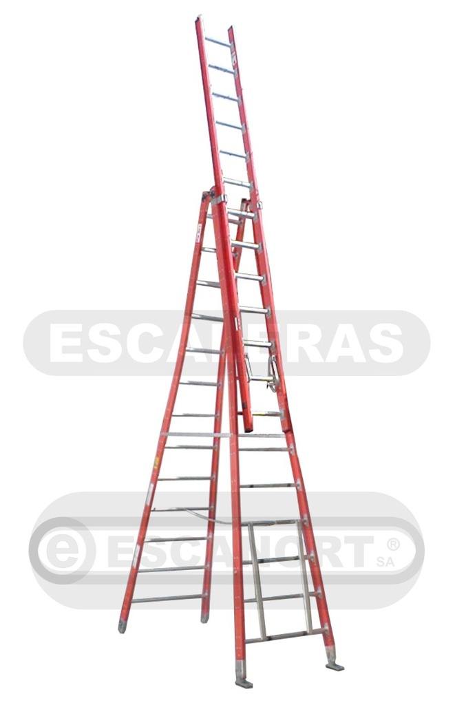 Escalera doble c/extensión dieléctrica 12+12=3,70-6,00m