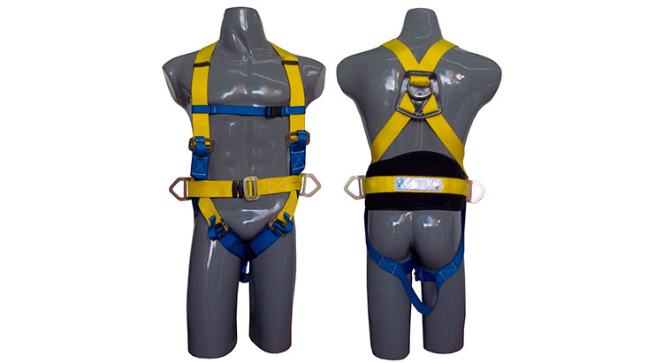 Arnés anticaídas, una toma dorsal y dos en la cintura.