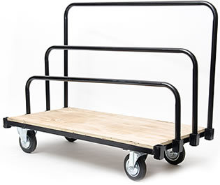 Zorra porta placas, base fenólico, 3 barandas removible, 550kg, 1200x600mm
