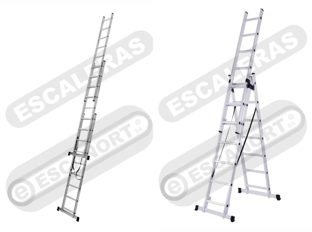 Escalera combinada 3 hojas alum. 136kg 11+11+11=3,20-5,40-7,60m