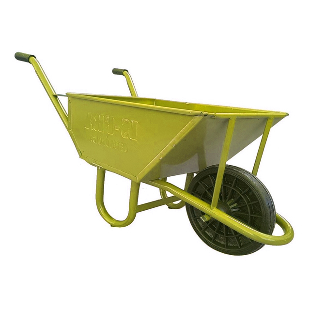 Carretilla pesada, rueda maciza, 90L, amarilla