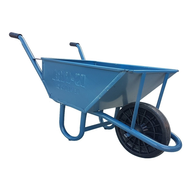 Carretilla reforzada, rueda maciza, 80L, azul