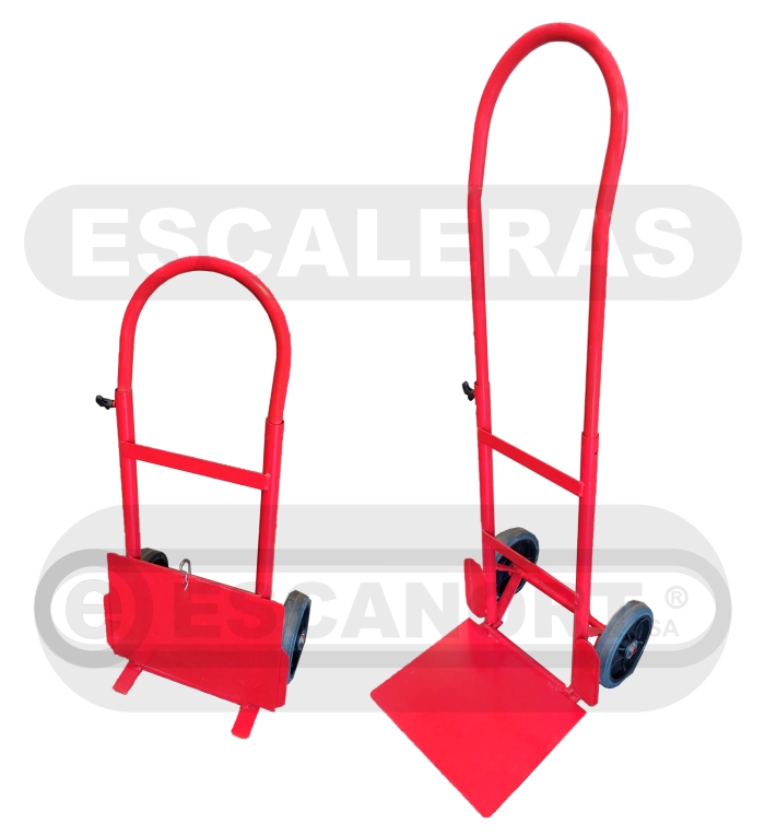 Carro plegable acero 2 ruedas 200mm 120kg pala:40X30mm rojo