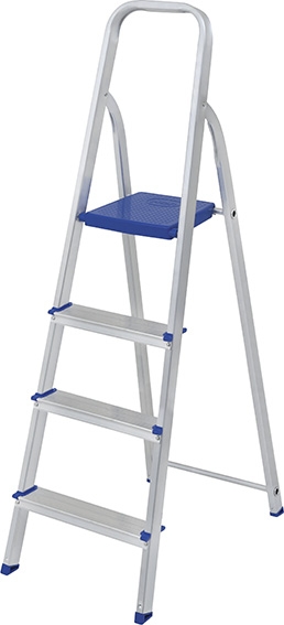 Escalera aluminio hogar con plataforma 4=0,86-1,41m