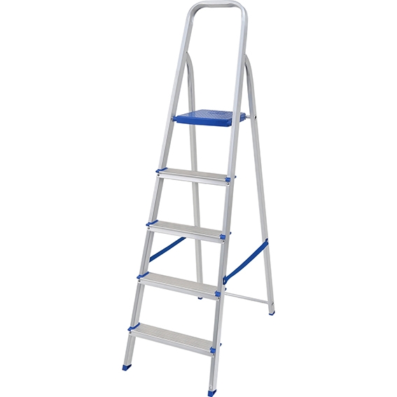 Escalera aluminio hogar con plataforma 5=1,08-1,63m