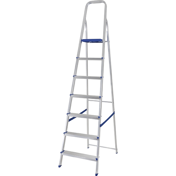 Escalera aluminio hogar con plataforma 7=1,52-2,08m