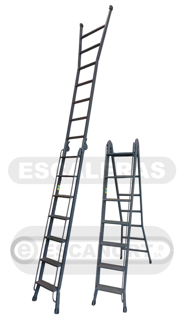 Escalera articulada dos tramos acero 7=2,02-3,95m