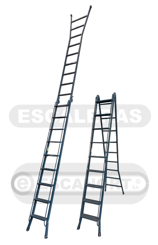 Escalera articulada dos tramos acero 9=2,52-4,95m