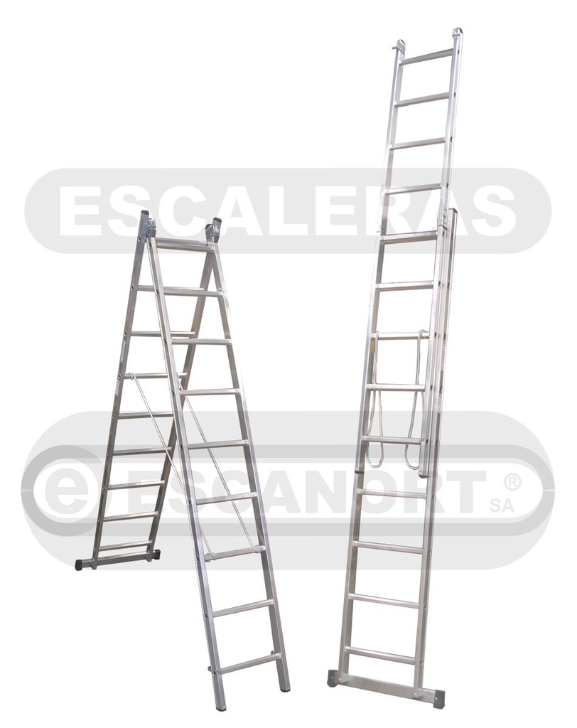 Escalera combinada 2 hojas aluminio 120kg 11+11=3,00-5,10m