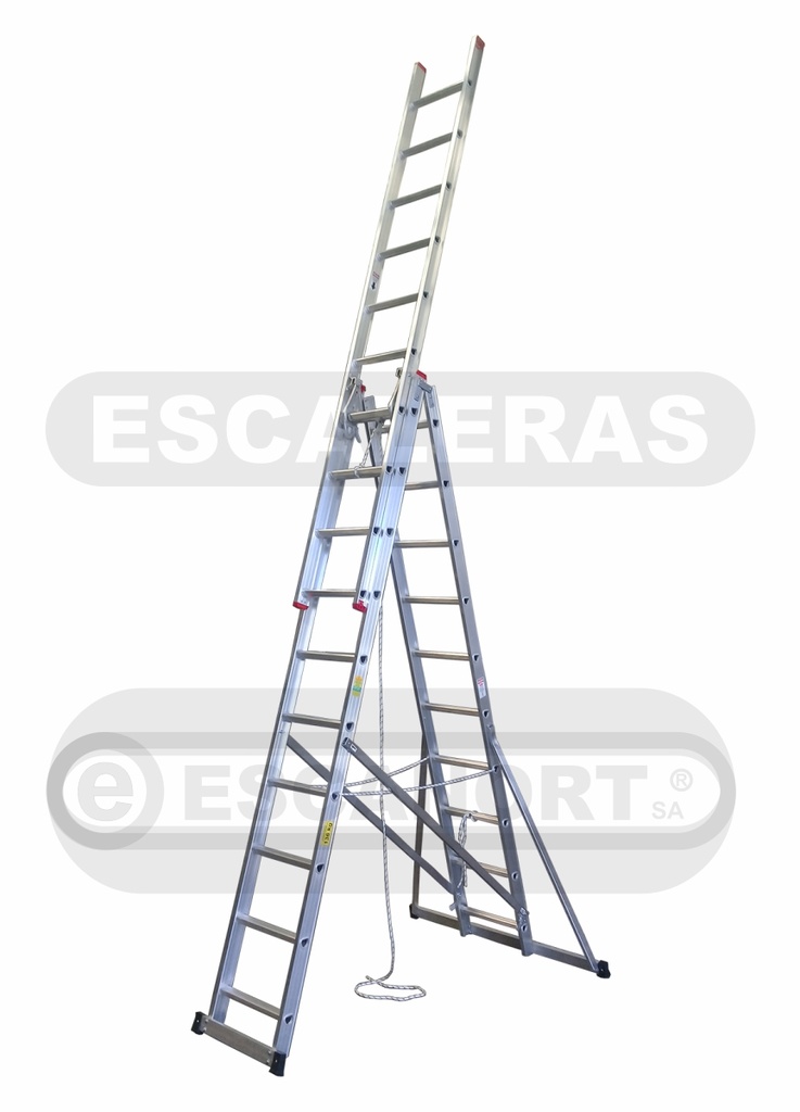 Escalera doble c/extensión aluminio 136kg 12+12=3,70-5,80m