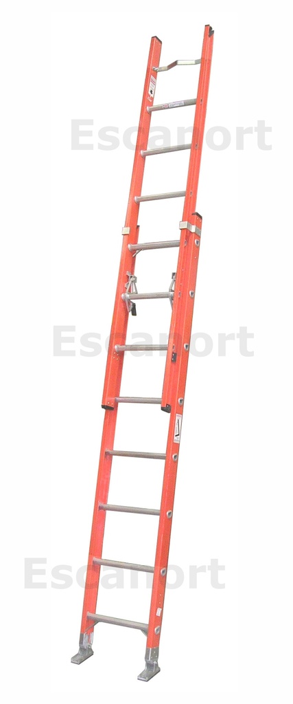 Escalera extensible PRFV dieléctrica pasante 113kg 10+10=3,0-5,2m 