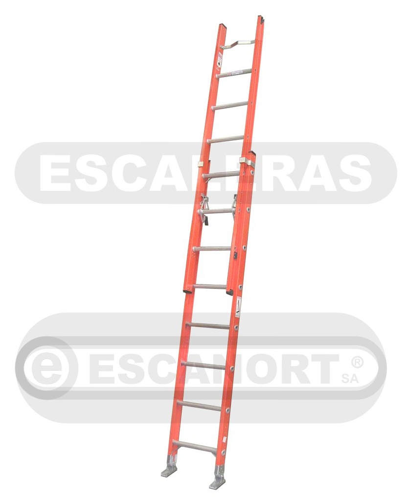 Escalera extensible PRFV dieléctrica pasante 113kg 8+8=2,5-4,0m