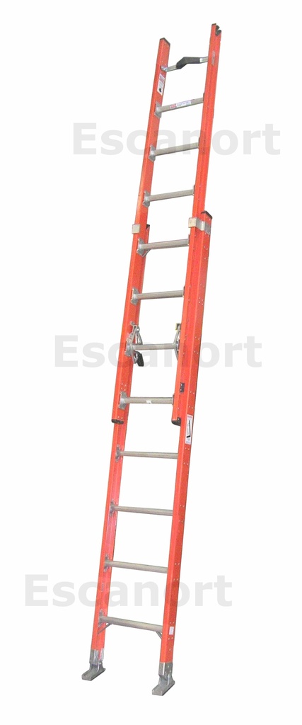 Escalera extensible PRFV dieléctrica placa 136kg 9+9=2,7-4,6m