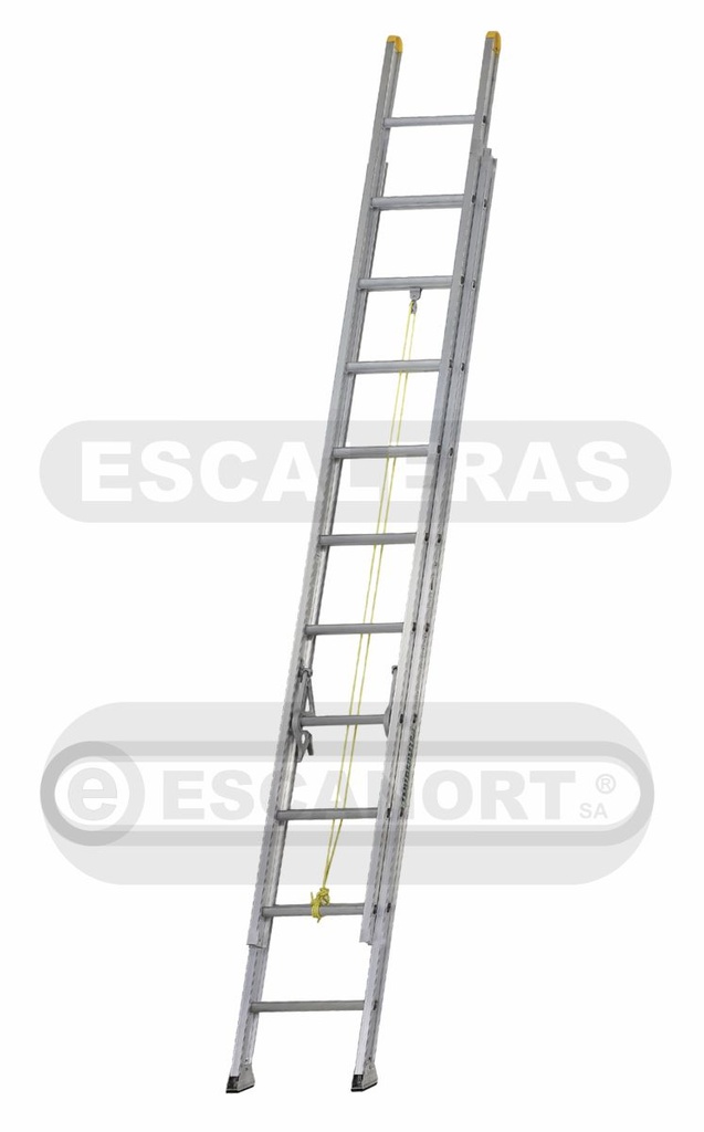 Escalera extensible aluminio 113kg 9+9=2,70-4,60m