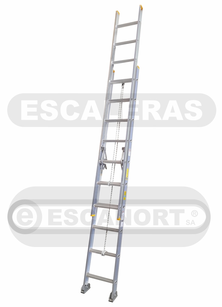 Escalera extensible aluminio 136kg ref. 10+10=3,05-5,20m
