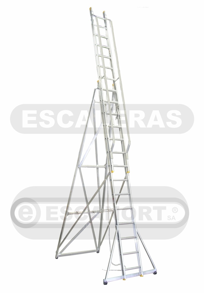 Escalera extensible c/bastidor aluminio 136kg 18+18=5,50-9,20m