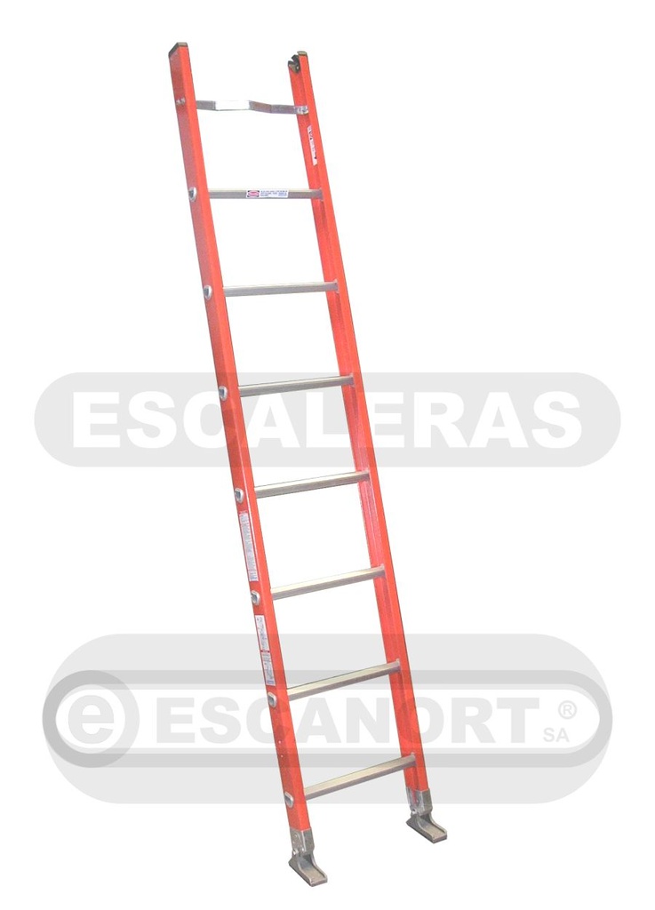 Escalera hoja simple PRFV dieléctrica pasante 113kg 8=2,5m