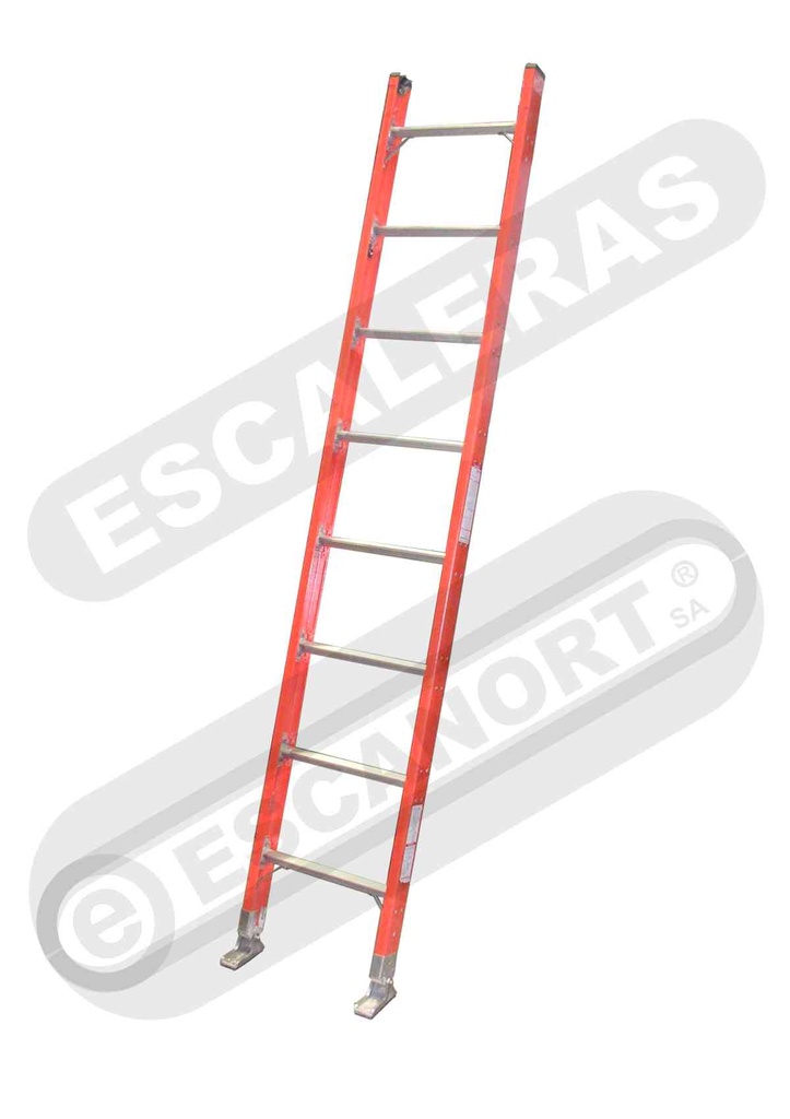 Escalera hoja simple PRFV dieléctrica placa 136kg 18=5,5m