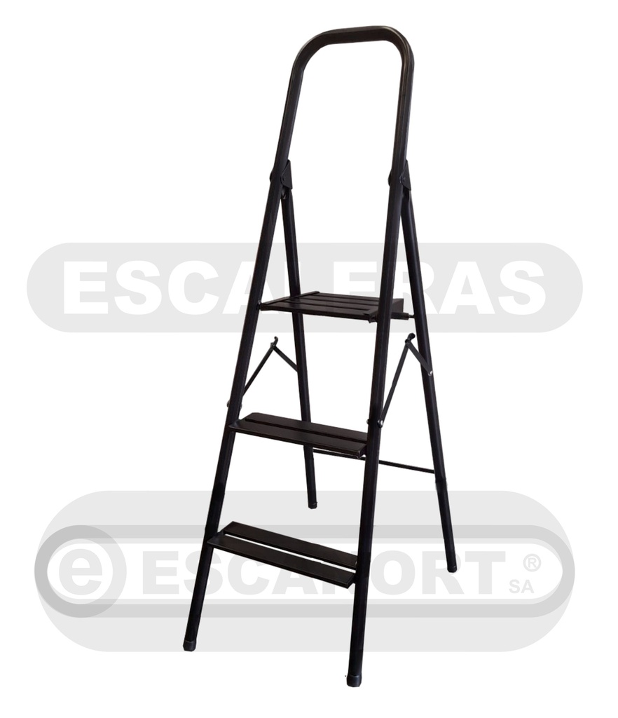 Escalera metálica tubular con plataforma 3=0,75-1,25m