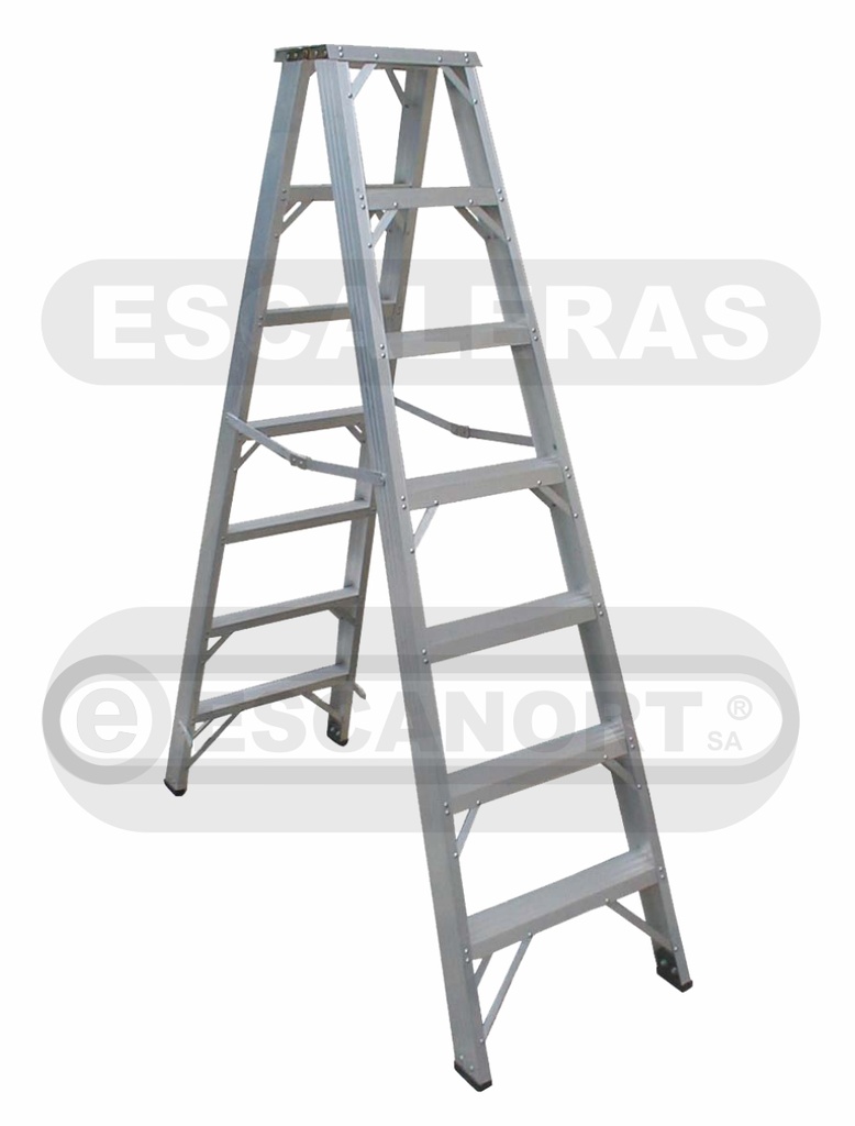 Escalera tijera doble acceso aluminio plano 136kg ref. 2=0,60m