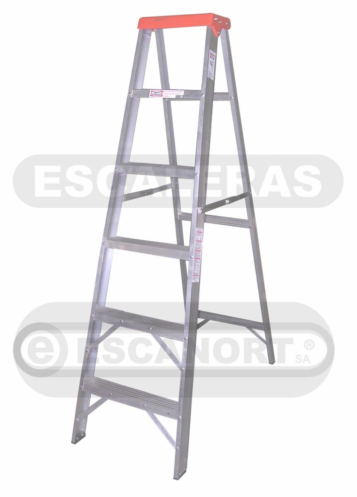 Escalera tijera simple acceso aluminio 90kg 5=1,50m