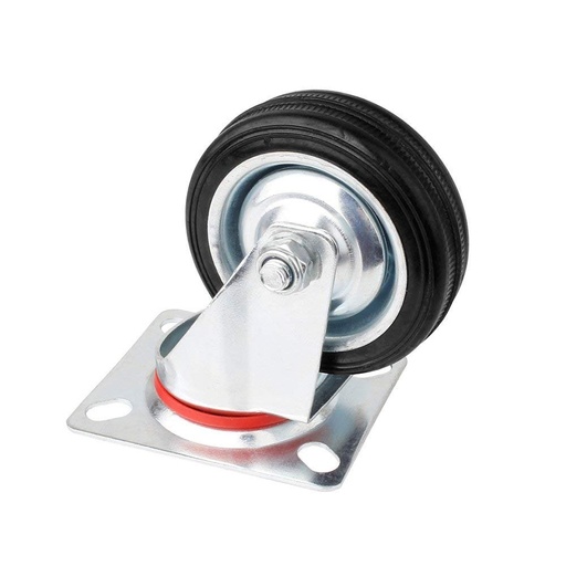 [A0006 RMG10] Rueda giratoria chapa/goma 100mm, 70kg