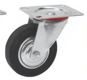 [A0009 RMG12] Rueda giratoria chapa/goma 125mm, 100kg