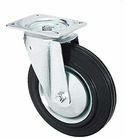[A0037 RMG16] Rueda giratoria chapa/goma 160mm, 120kg