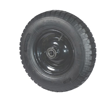 [A0069 RN40] Rueda neumática 400x100mm, chapa, rodamientos 25mm, 200kg, 6 telas