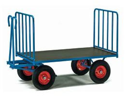 [6030-31] Zorra de 4 ruedas 150mm, base fenólico, 3 barandas fijas y 1 removible, 550kg, 1200x600mm