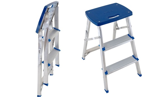 [A0310] Banqueta escalera plegable aluminio Mor