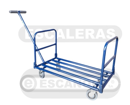 [P6030-08] P Zorra plegable 4 ruedas, manija+doble baranda, acero, 150kg, 850x450mm